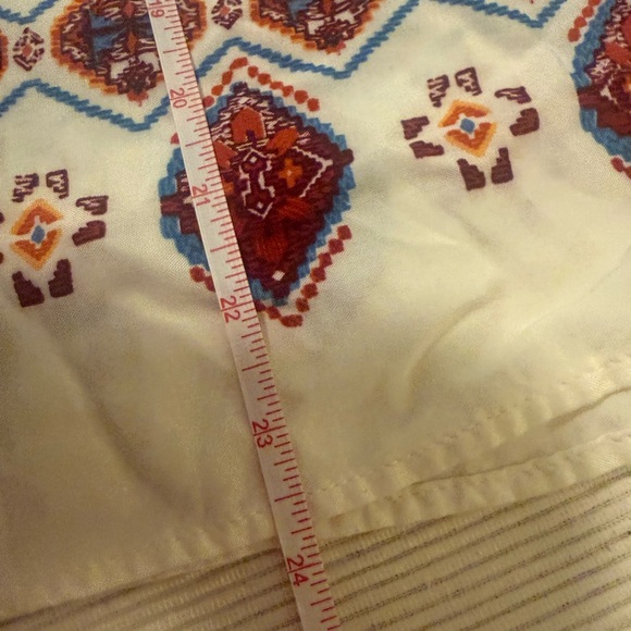 Fig and Flower Embroidered Boho Peasant Top Tassel Tie Blouse Medium - Picture 4 of 7